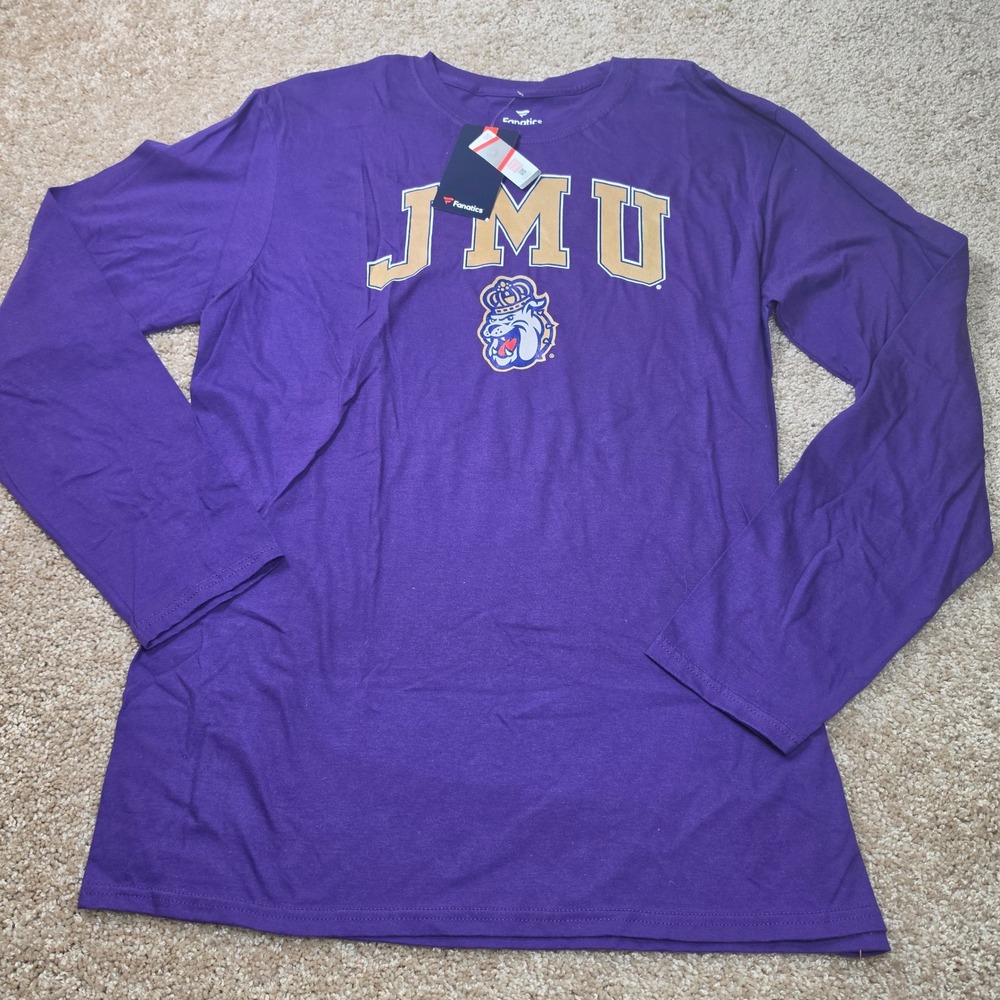 Fanatics JMU Long Sleeve T-Shirt Purple Graphic Mascot College Large